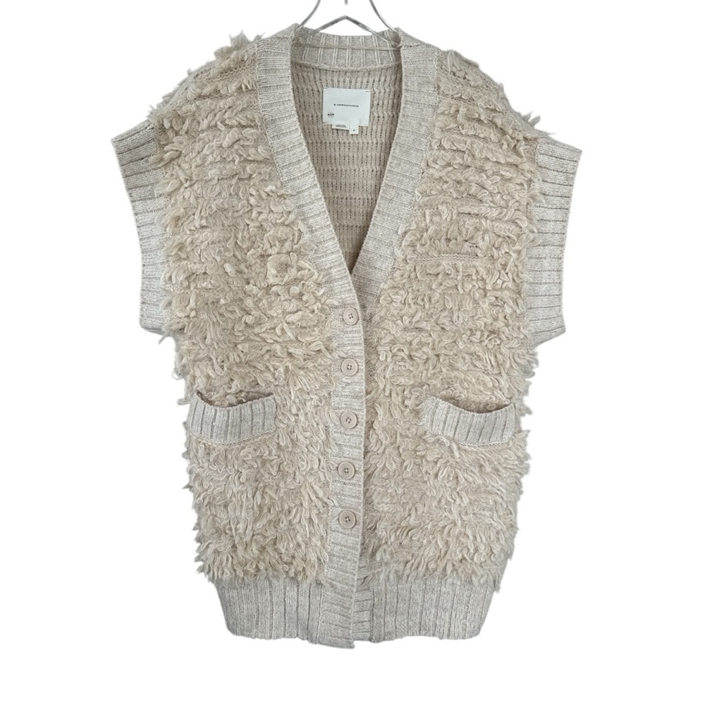Anthropologie Loopy Cardigan Sweater Vest in Ivory Size Medium